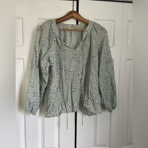 Carly Jean Mint Floral Blouse - Small